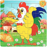 20Piece 3D Wooden Puzzle Cartoon Animal Vehicle Cognitive Jigsaw Puzzle Early Learning Educational Puzzle Toys for Children