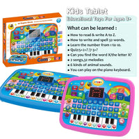 Kids’ Education LED Tablet Toy, Age 3+ Literacy Math Music Learning, Doubles as Electronic Keyboard, Birthday Christmas Gift
