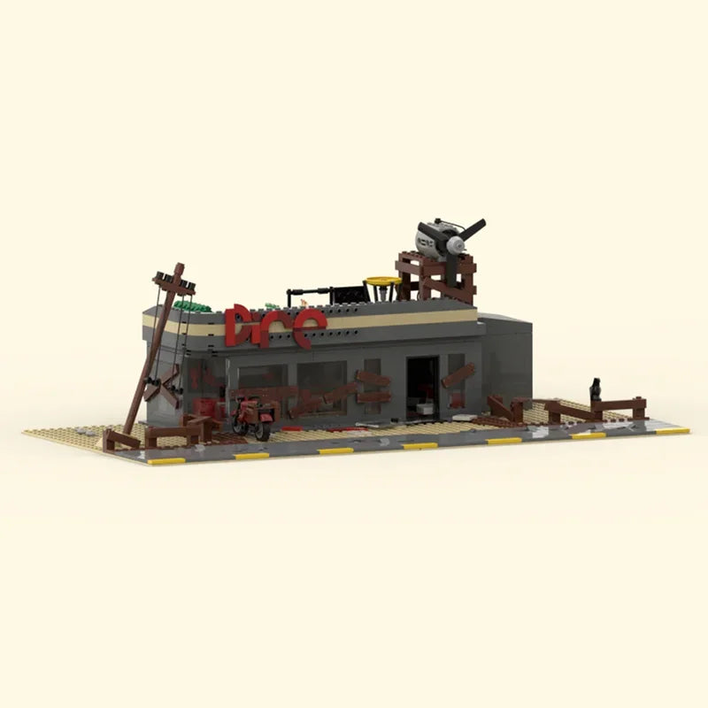 NEW 862PCS Hot Selling City Street View MOC Apocolypse Trashed Diner Diorama model DIY creative ideas Toy Assembly Puzzle Gift