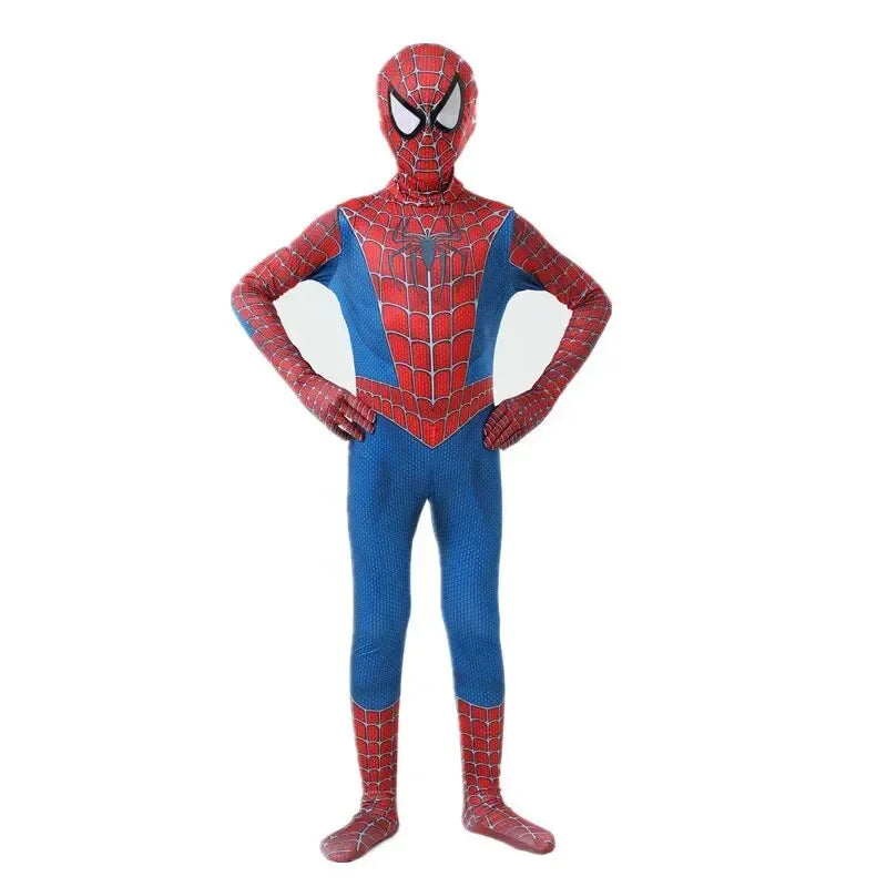 3-12Y Child Spider-Man Role-Play Costume Movie Superhero Mask Jumpsuit School Festival Performance Outfit Halloween Party