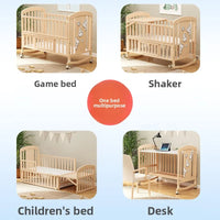 Baby Comfortable Sleeping Bed Solid Wood Newborn Baby Bed Multifunctional Baby Rocking Bed with Wheels and mosquito net