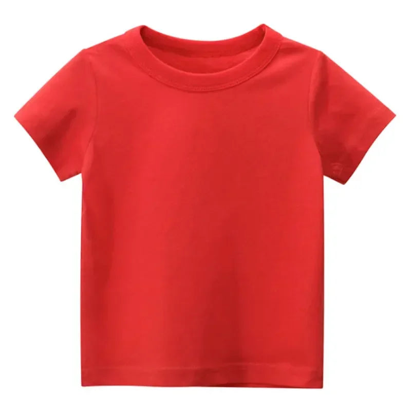 Kids Plain T Shirt Tops for Child Boys Girls Baby Toddler Solid Blank Cotton Clothes White Black Children Summer Tees 1-8 Years