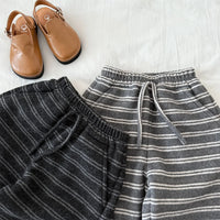 Korean Children's Clothes 2025 Autumn Winter Kids Fleece Pants Boys Striped Loose Trousers Warm Casual Long Pants