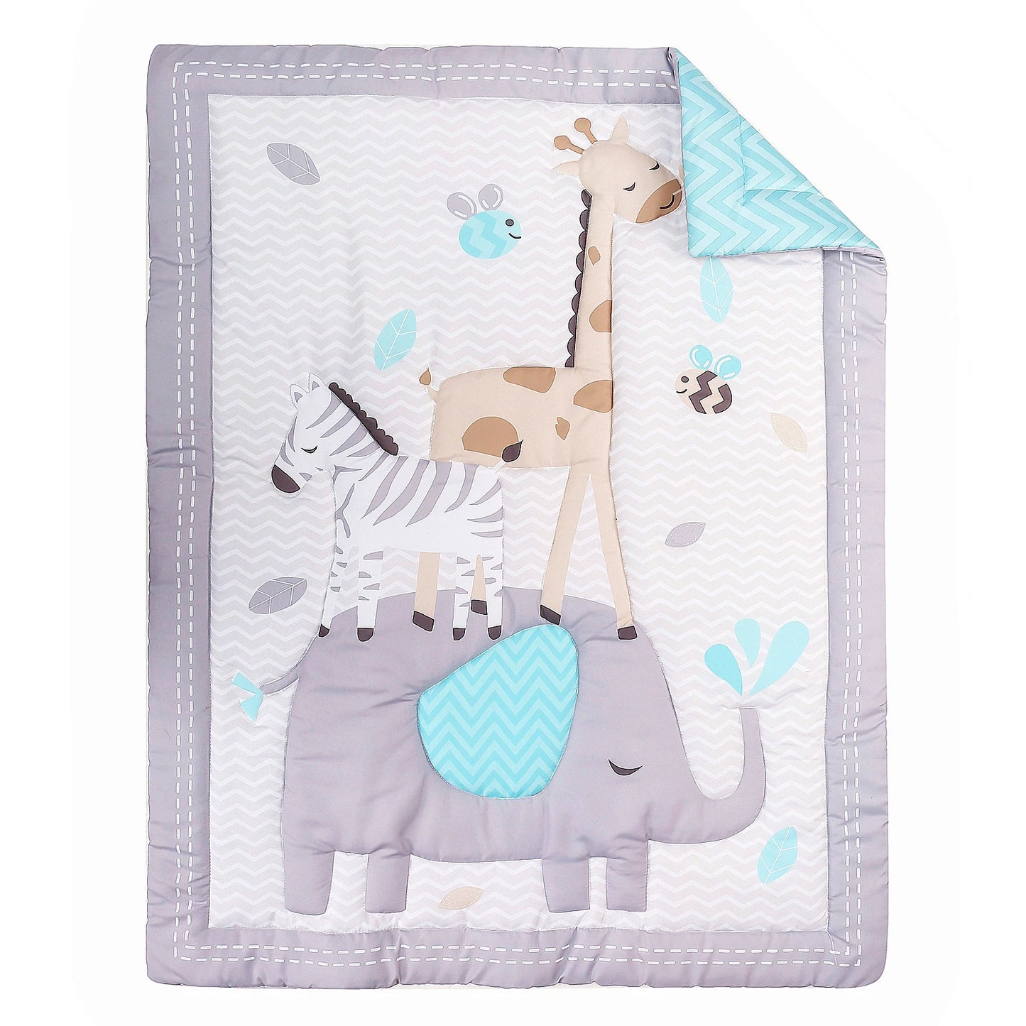 3Pcs Luxury Super Soft Breathable Cot Bedsheets Crib Bedding Set for Kids Baby Boys (Baby Comforter Fitted Sheet Crib Skirt)