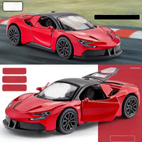 Three-Door Alloy Miniature Car Model Toy for Boys Children's Racing Car Sports Car Pullback Feature Collectible Vehicle Model