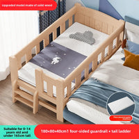 Solid Wood Children's Bed, Boy's Single Bed, with Guardrail, Girl's Princess Bed, Widened and Connected, Customizable