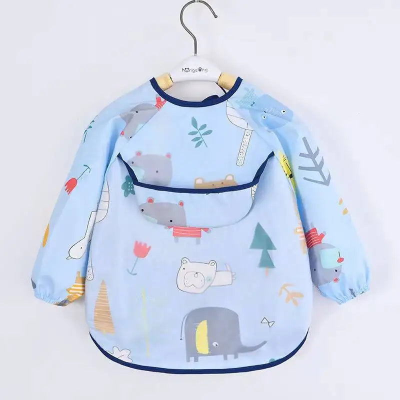 Kids Baby Bibs Toddler Waterproof Scarf Long Sleeve Apron Feeding Bibs for Infant