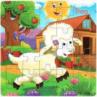 20Piece 3D Wooden Puzzle Cartoon Animal Vehicle Cognitive Jigsaw Puzzle Early Learning Educational Puzzle Toys for Children
