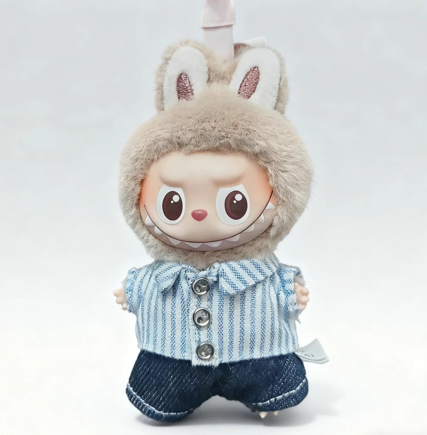 Fashion Two Fake Vests For Labubu4.0 Pin For Love Series Mini Doll Clothes Striped Shirt Set Trendy Outfit For 10cm Ropa Labubu