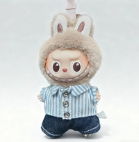 Fashion Two Fake Vests For Labubu4.0 Pin For Love Series Mini Doll Clothes Striped Shirt Set Trendy Outfit For 10cm Ropa Labubu