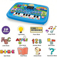Kids’ Education LED Tablet Toy, Age 3+ Literacy Math Music Learning, Doubles as Electronic Keyboard, Birthday Christmas Gift