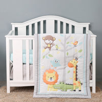 3Pcs Luxury Super Soft Breathable Cot Bedsheets Crib Bedding Set for Kids Baby Boys (Baby Comforter Fitted Sheet Crib Skirt)