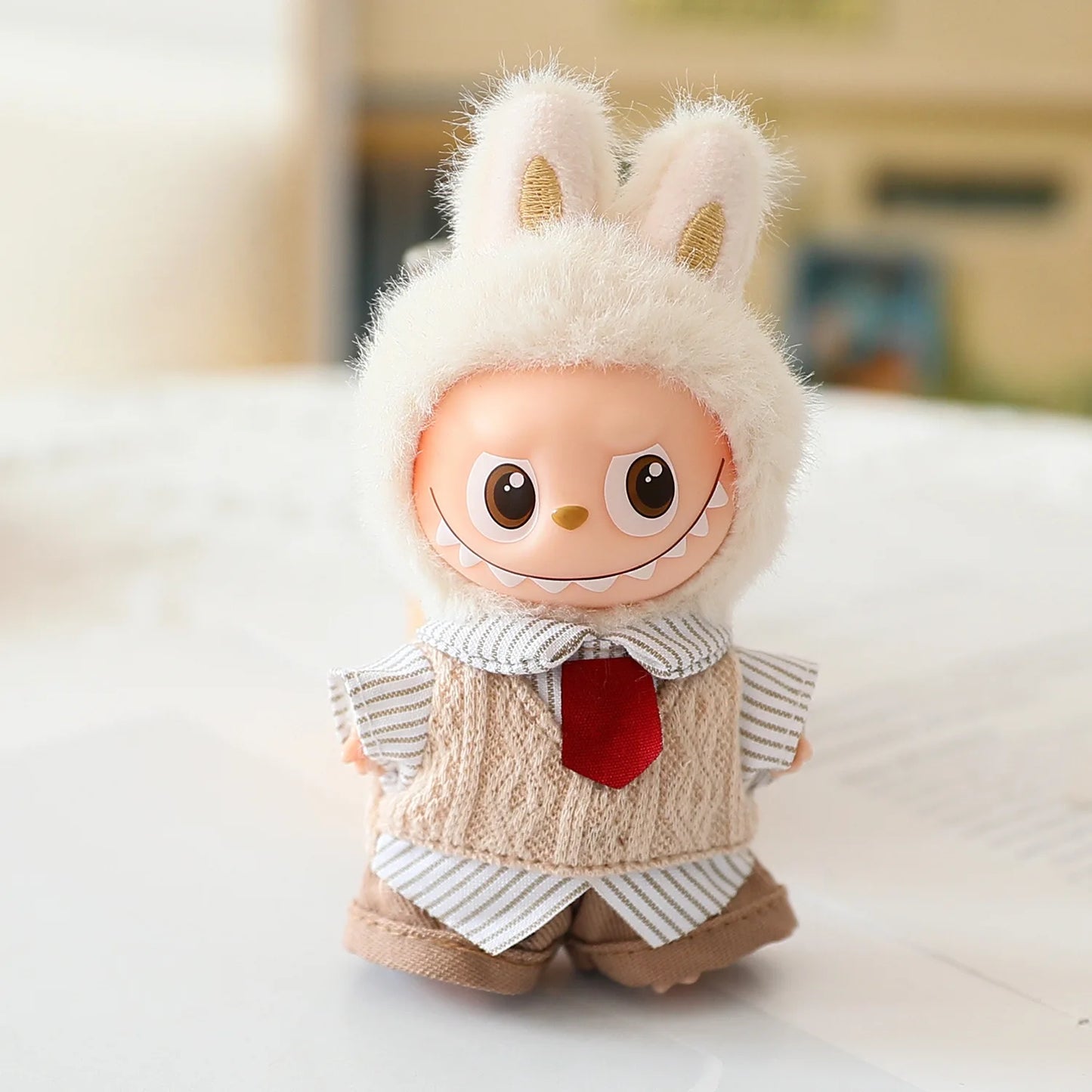 Fashion Two Fake Vests For Labubu4.0 Pin For Love Series Mini Doll Clothes Striped Shirt Set Trendy Outfit For 10cm Ropa Labubu