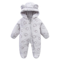 Newborn Baby Flannel Rompers Soft Warm Autumn Winter Bodysuit for Boys & Girls Cartoon Print Jumpsuit 0-19M Newborn Baby Clothes