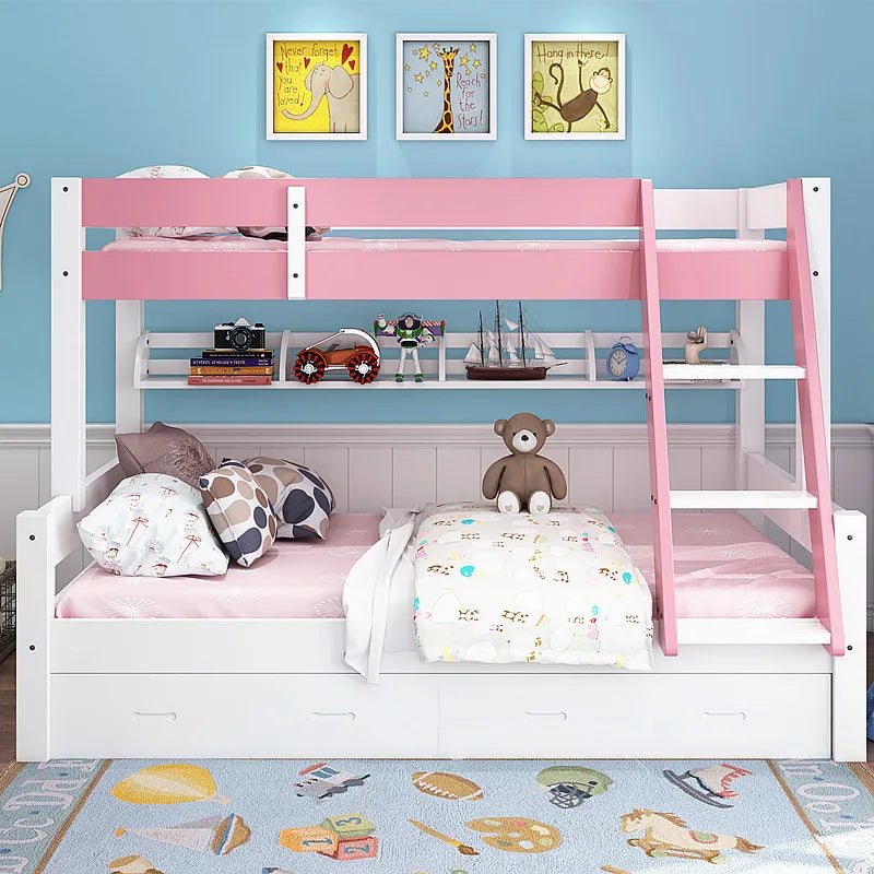 Bunk Beds for Children - Modern Simple Design - Solid Wood Construction with Storage Function - Ideal for Kids Bunk Bed Kid Bed