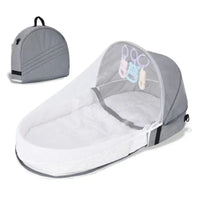 Baby Bed Convenient Folding Anti Pressure Baby Crib with Net and Awning Newborn Isolation Biomimetic Outdoor Travel Baby Crib