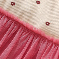 Kids Clothes Children's Clothing 2025 Autumn Cotton Baby Girls Cartoon Long Sleeves Flowers Mesh Dresses 2-7 year